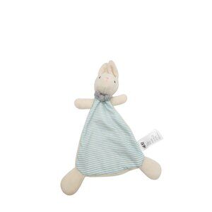H&M Baby Bunny Security Blanket Plush Toy Beige & Blue Striped  Comfort Lovey